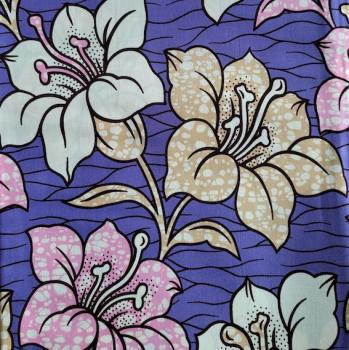 PURPLE BIG FLOWERS Afrikanischer Wax Print Stoff